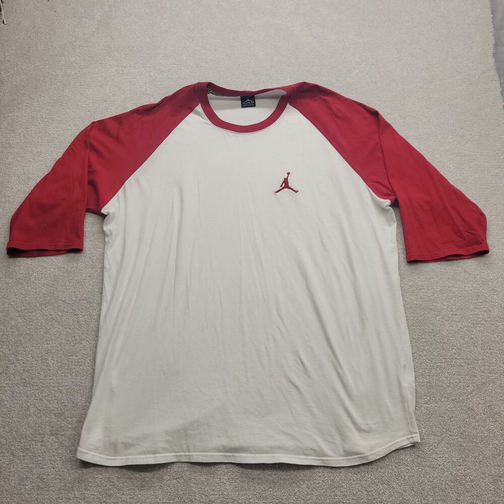 Jordan Jumpman Baseball T Shirt 3XL White Red 3/4 Sleeve
